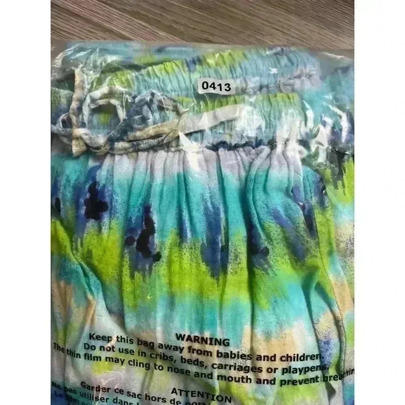 Jane Ashley Tiered Maxi Pull On Skirt Multi-Color Blue Green Women's PM Boho - Picture 9 of 9